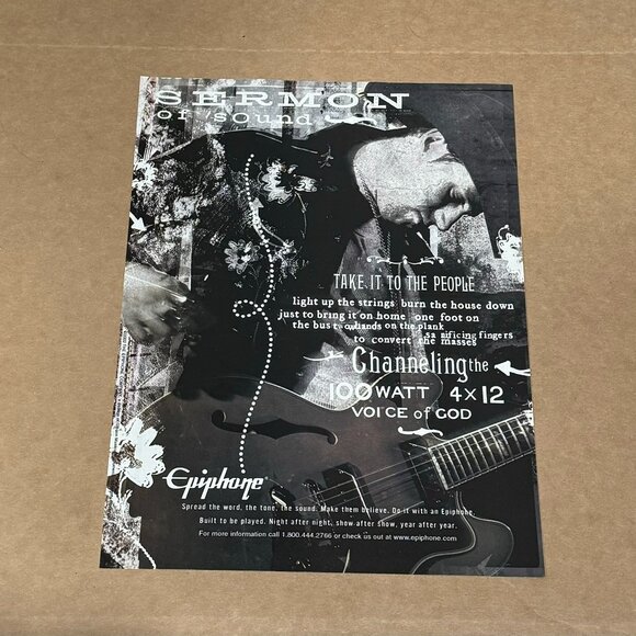 Sermon of Sound - Take it to the People - Epiphone Guitars - 2002 Print Ad - Picture 1 of 1
